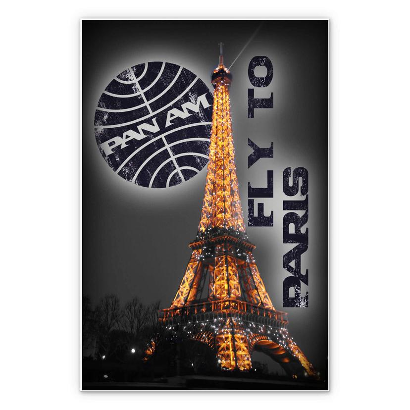 Wanddecoratie Pan Am – Eiffeltoren verlicht