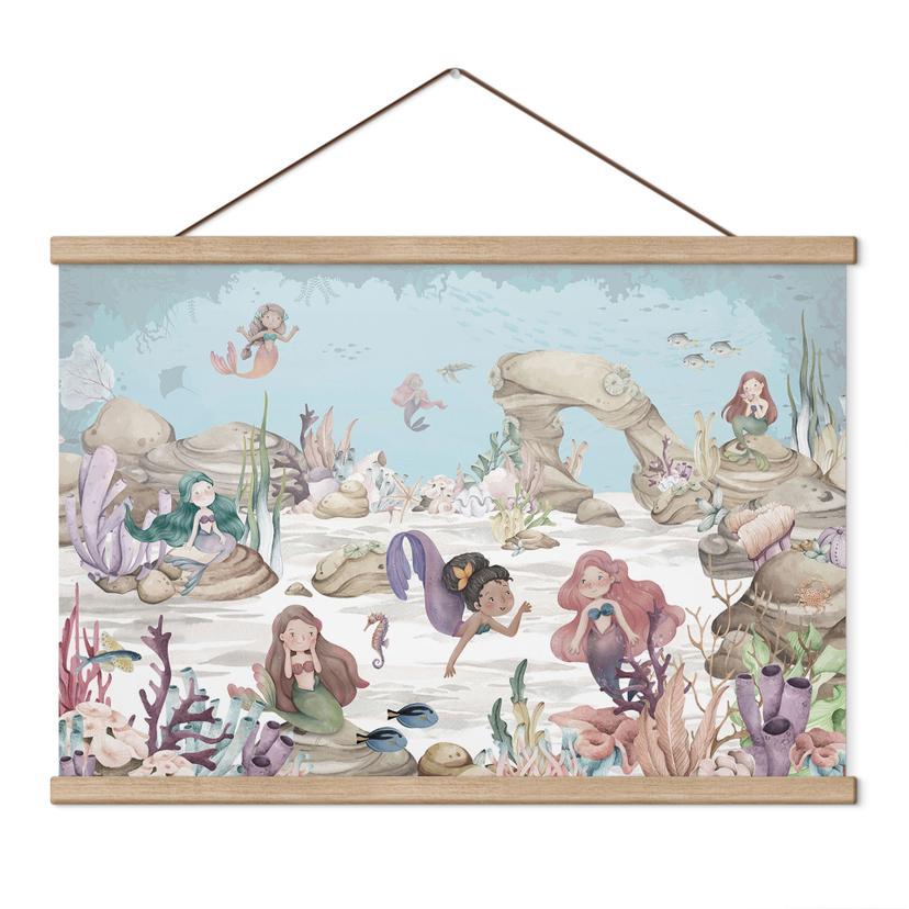 Kinderkamer Textielposter Magisch onderwaterrijk van de zeemeerminnen - Oliver Robins