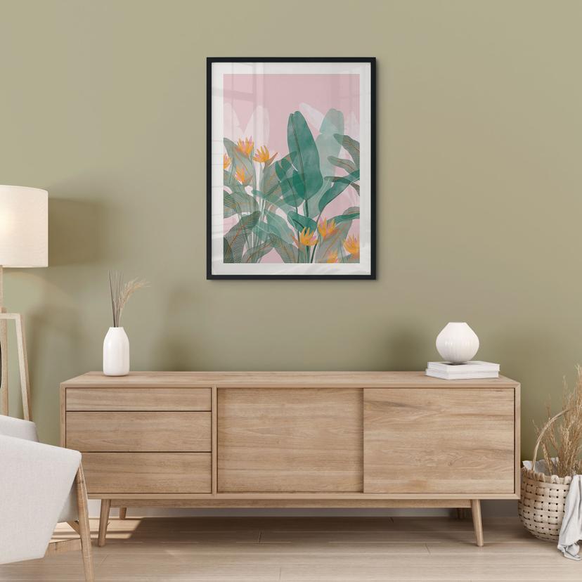 Poster med botaniska illustrationer i grönt och rosa - Goed Blauw