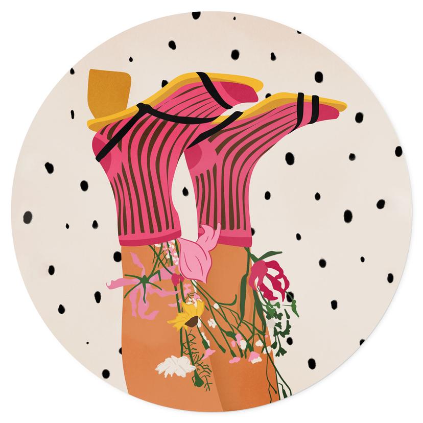 Wallsticker - strumpkärlek möter flower power - Mokate - Rund