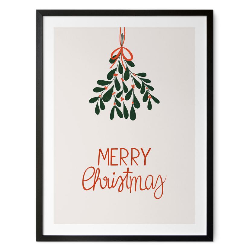 Cartel de Navidad Feliz Navidad con muérdago - Lisboa