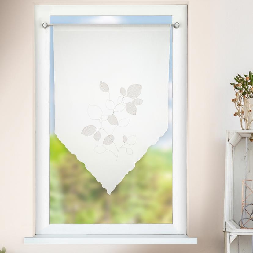 Scheibengardine mit floralem Design - Panneaux weiß - Kurzgardine