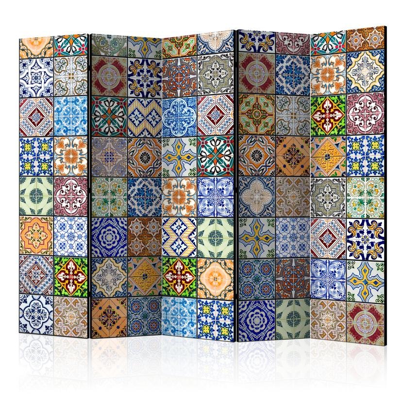 Rumdeler - Farverig mosaik, 5-delt - 225x172 cm