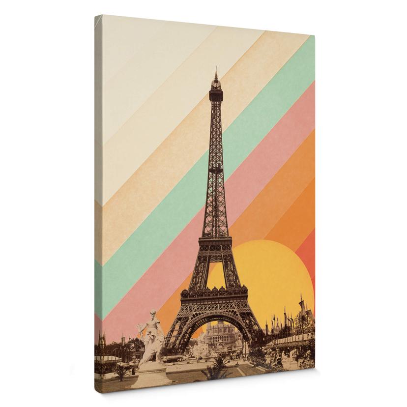 Lienzo Bodart - Torre Eiffel retro con arco iris