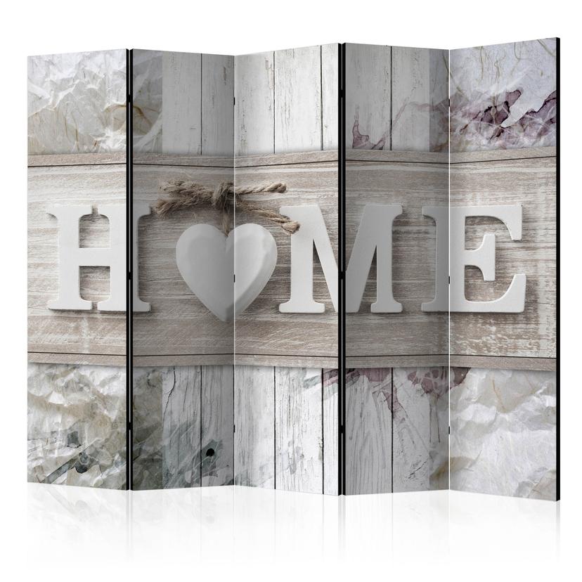 Screen room divider - Love creates a home, 5-delt - 225x172 cm