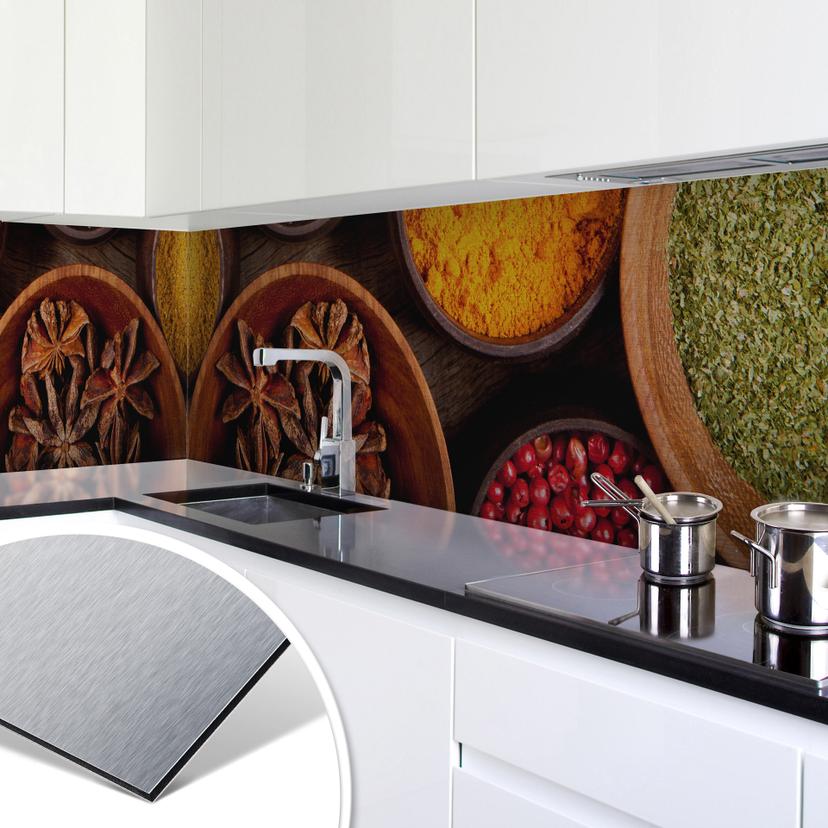 Revêtement pour cuisine - Alu-Dibond - Epices - Argenté