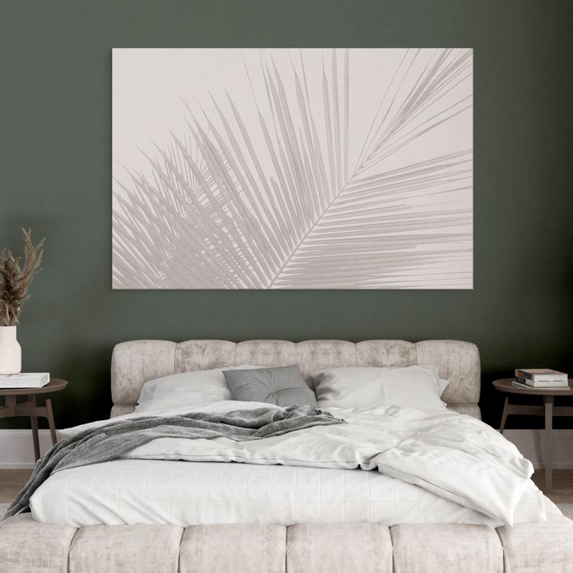 Stampe per pareti in lino con foglie di palma - Bloomery Decor - Alluminio dibond