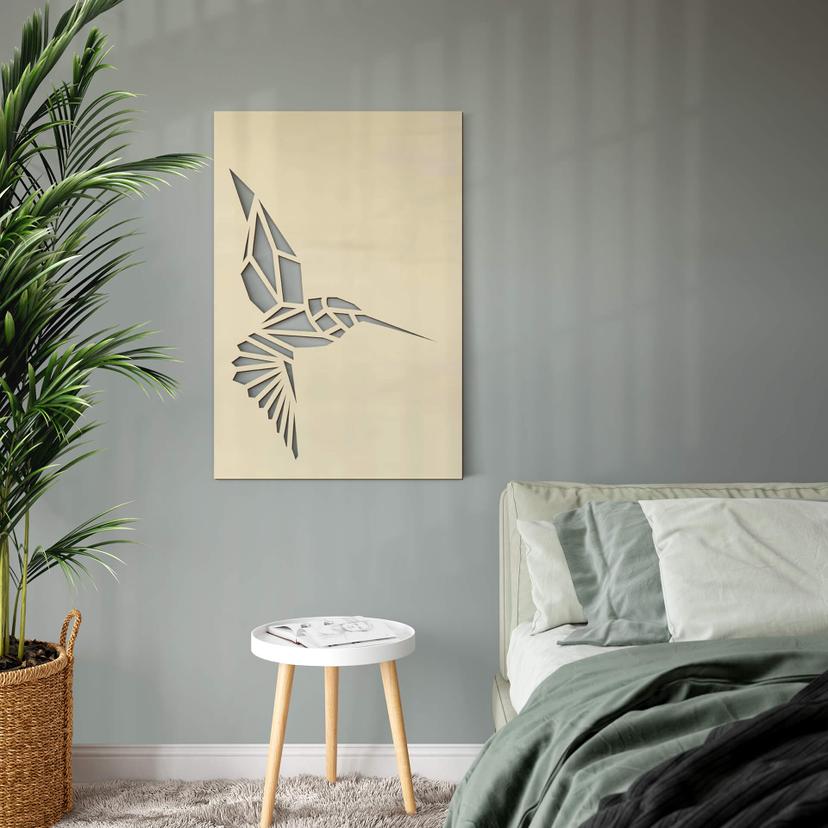 Cuadro decorativo de álamo - Colibrí de origami