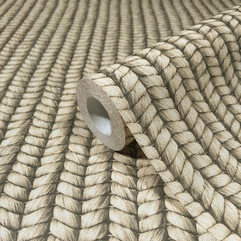 non-woven tapet med korkflettet look beige tekstil look