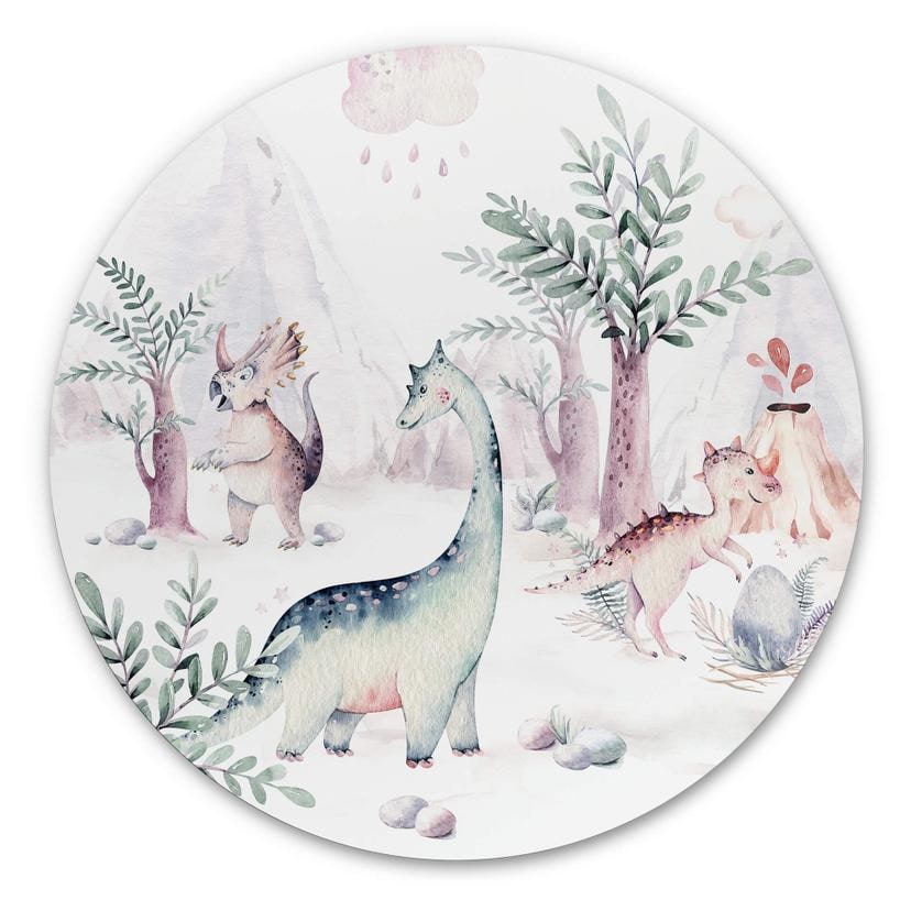 Tableau en alu-Dibond Kvilis - Le monde des dinosaures - Rond