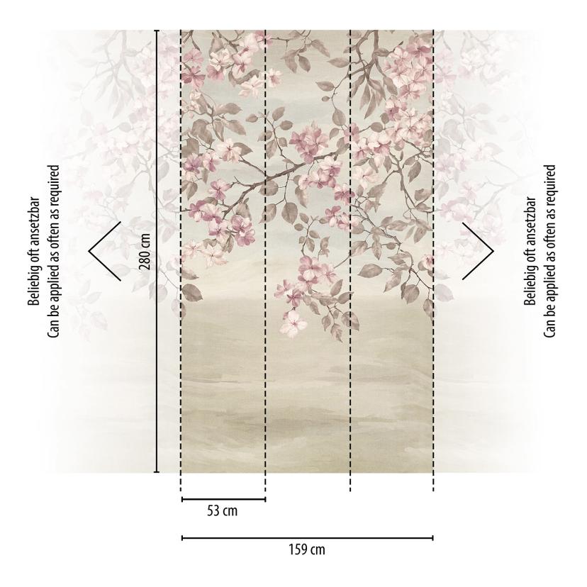 COSMOPOLITAN fiori rami rosa beige - Carta da parati in tessuto non tessuto vintage romantico