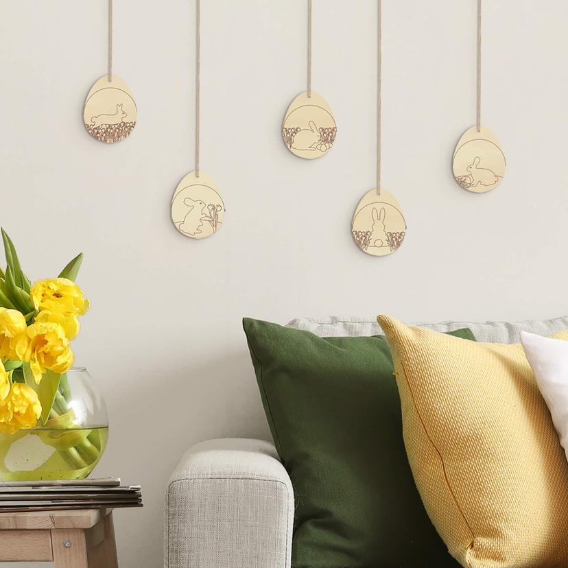 Decoración para árbol Huevos de Pascua con conejitos (5 piezas) con colgador