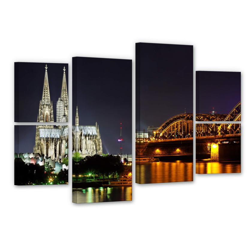 Leinwandbild Kölner Nacht (6-teilig)