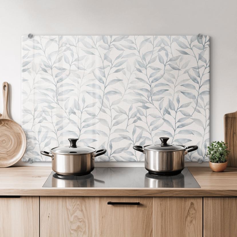 Stænkplade Delikate akvarelblade - Blød grå - Bloomery Decor
