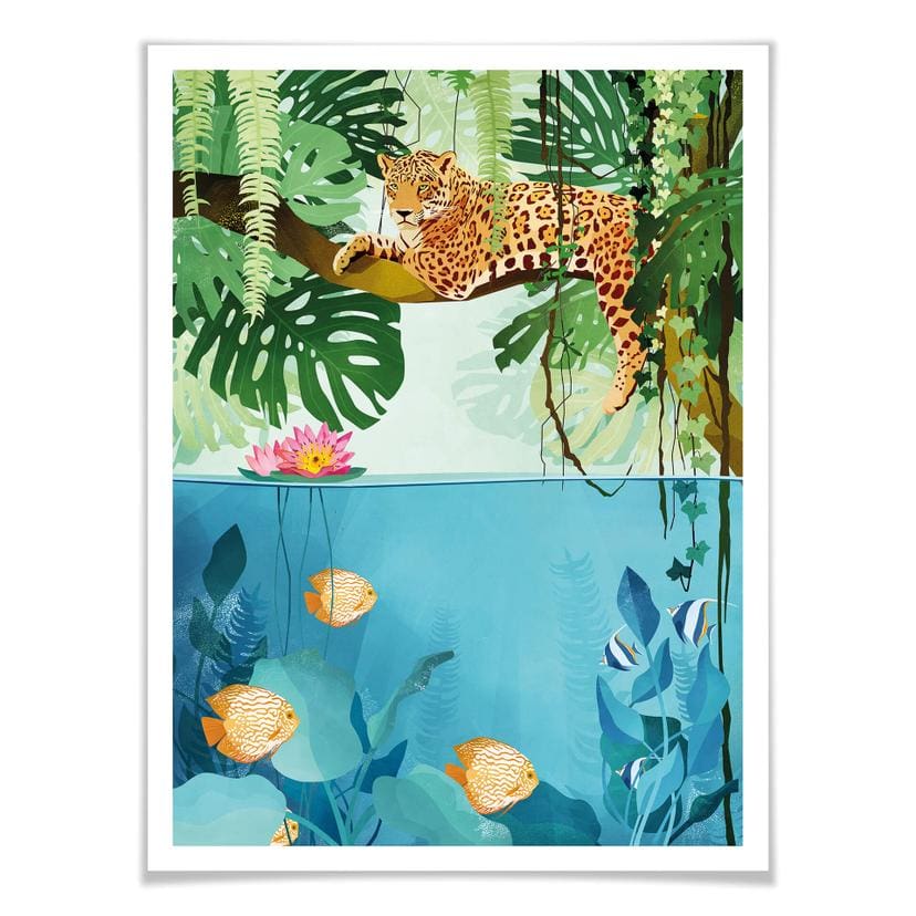 Poster Goed Blauw - Tigre dans la jungle