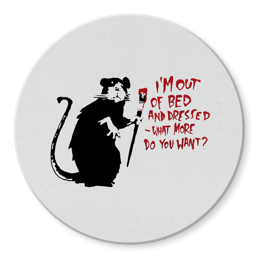 Tableau sur verre rond Banksy - Out Of Bed