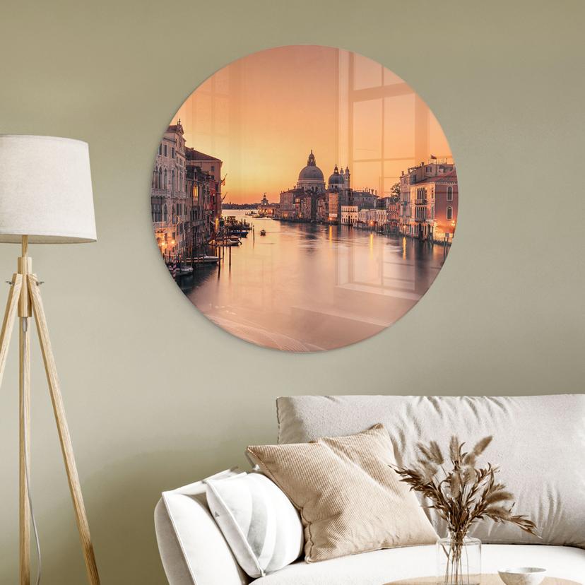 Glasschilderij Zonsondergang in Venetië - Zhang