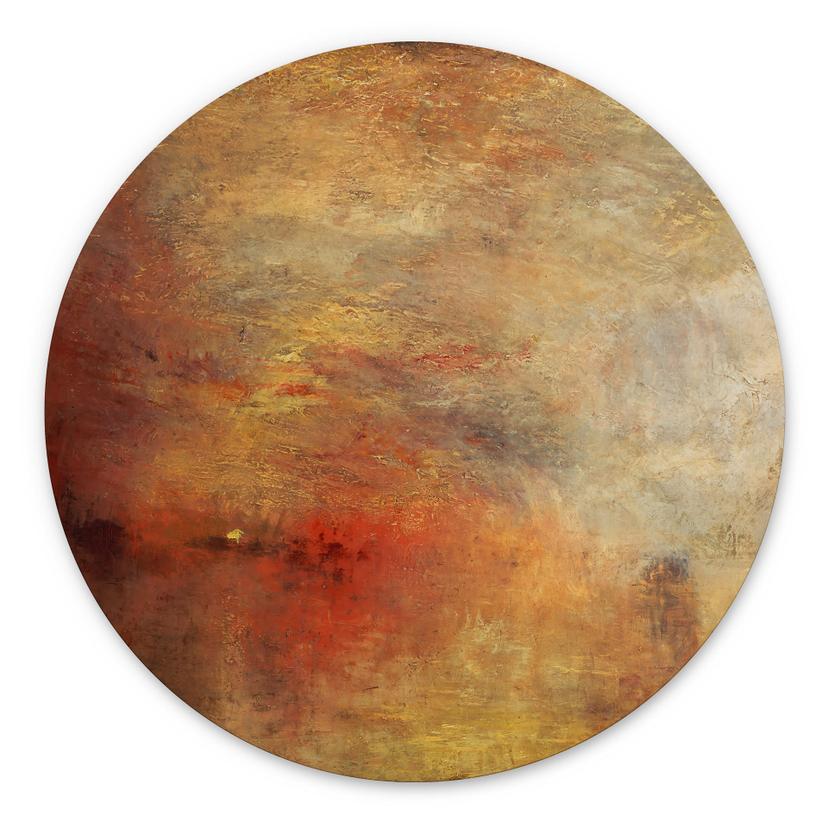 Billede Turner - Solnedgang over en sø - rund – print på aluminium (Alu-Dibond)