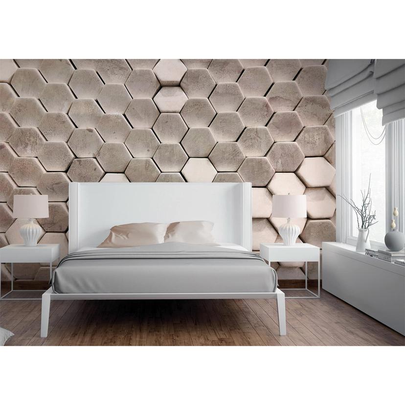 foto tapet designvægge i grå og hvidt non-woven tapet HexagonSurface