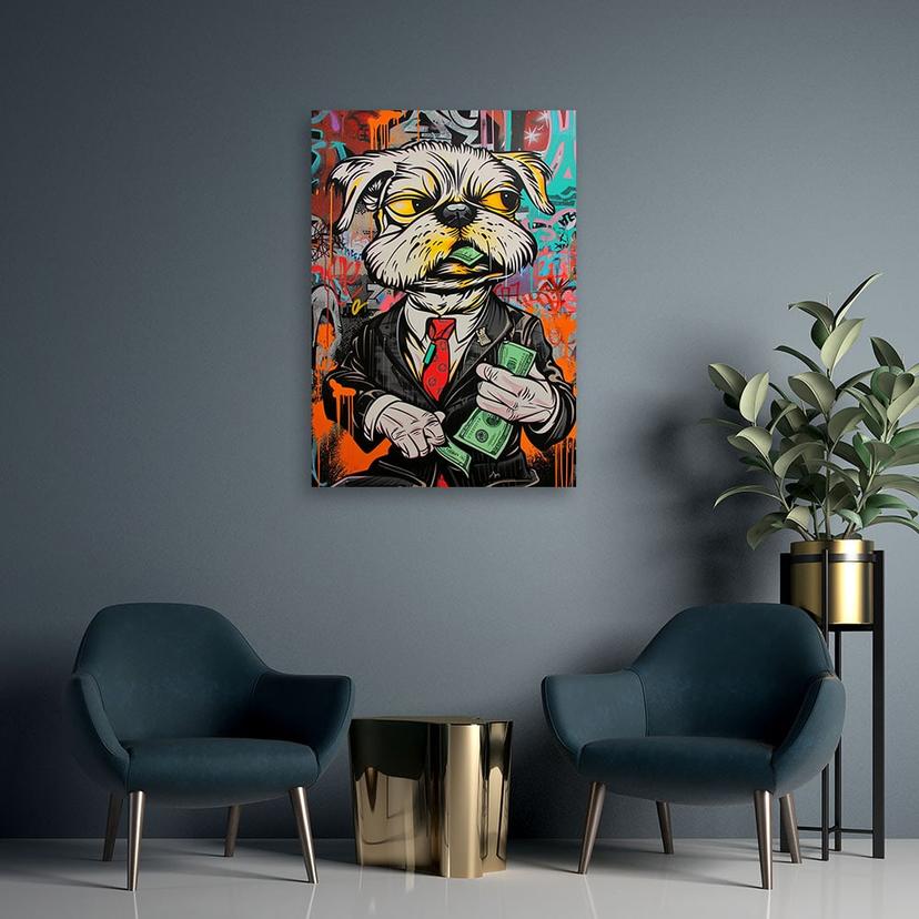 Canvasbillede, Hund Dollar Pop Art