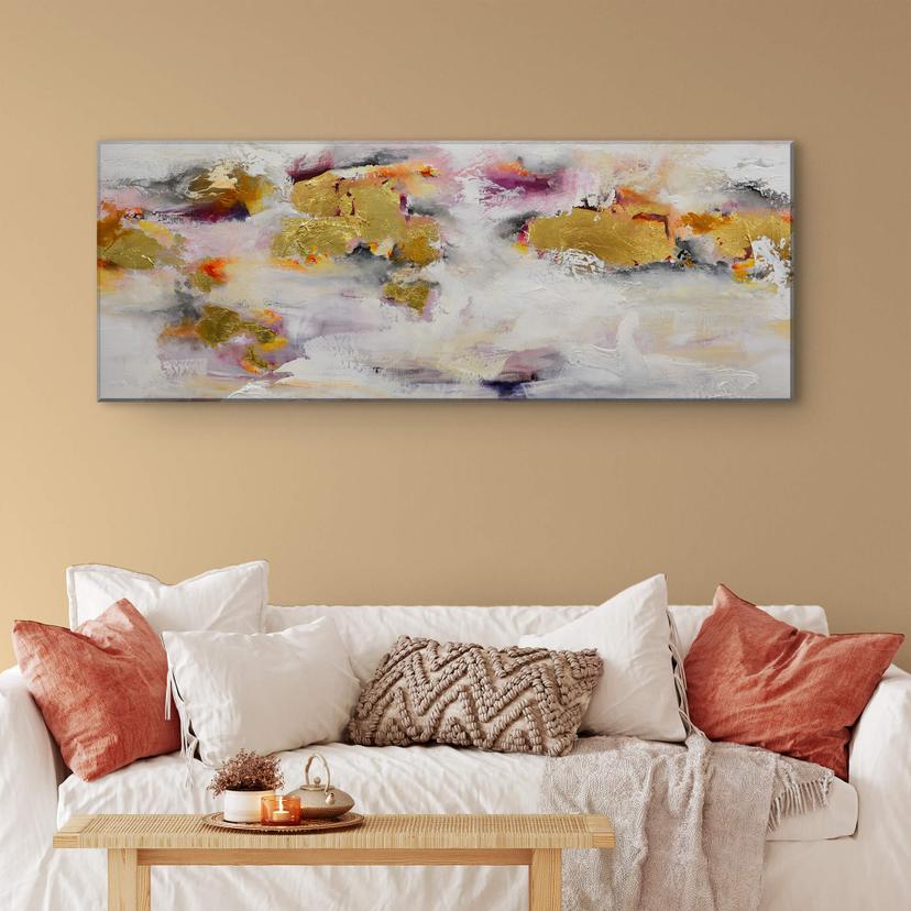 Tableau en verre acrylique Fedrau - éléments dorés - Panorama