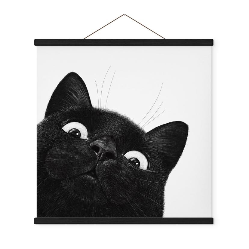 Textil poster Rolig svart katt - Korenkova - Kvadratisk