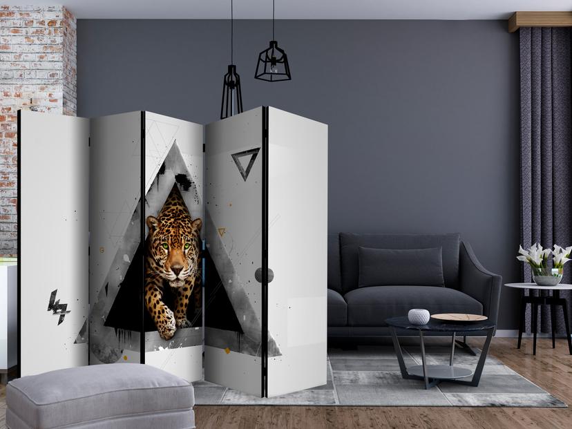Schermo divisorio - Visione selvaggia del futuro (bianco) , 5 pezzi - 225x172 cm