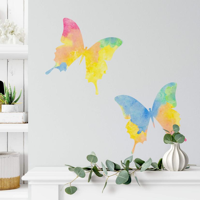 Farverigt sommerfugle sæt - wallsticker