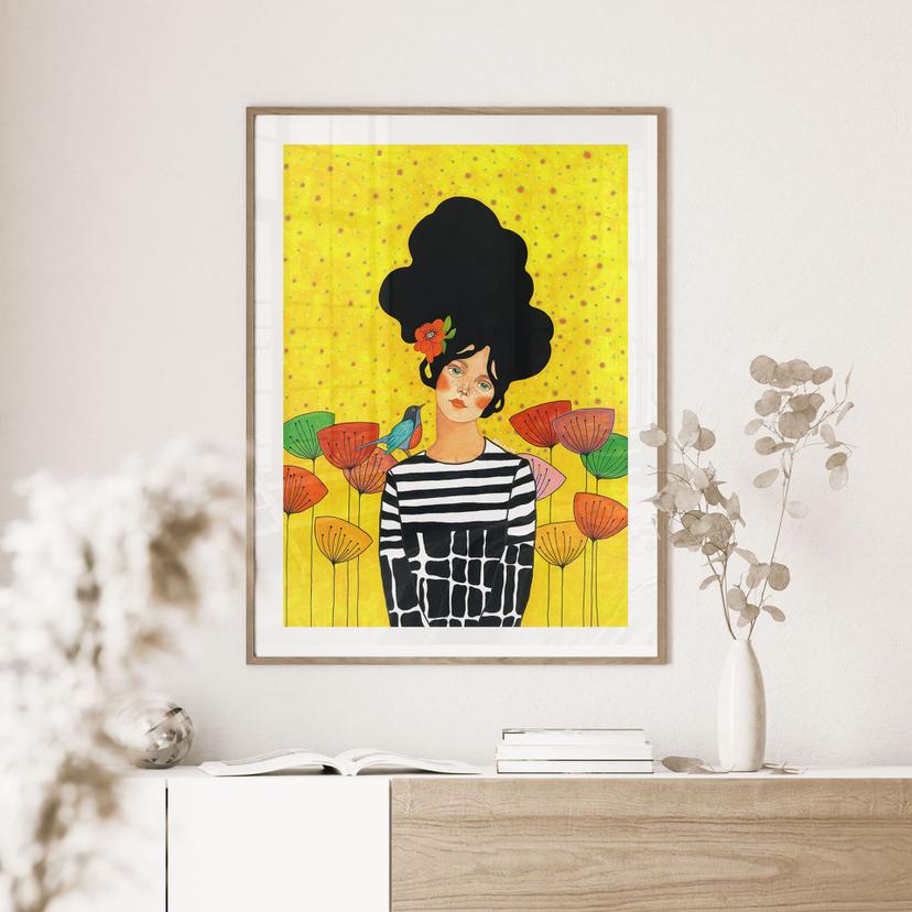 Poster Femme - Fillette aux fleurs dans le jardin d'été - Hülya