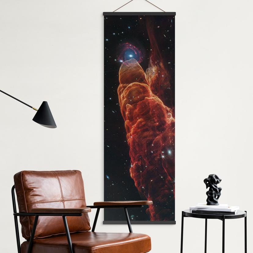 Stampe su tessuto James Webb Telescope - Uragano cosmico Herbig Haro 49/50 - Panorama