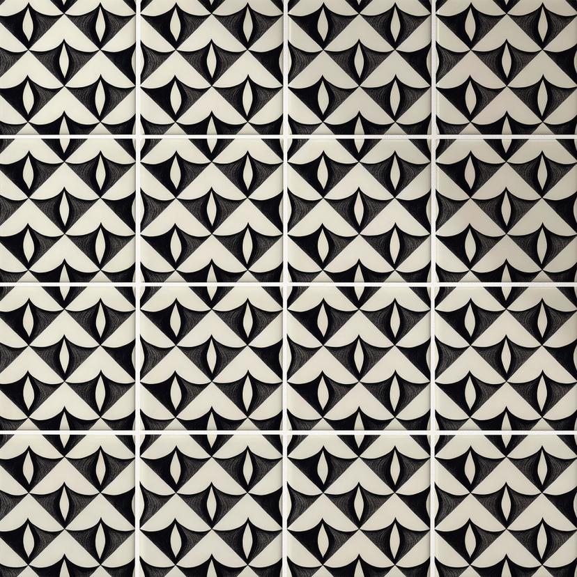Azulejos Adhesivos Adornos geométricos en negro-beige - Treechild - lote de 12