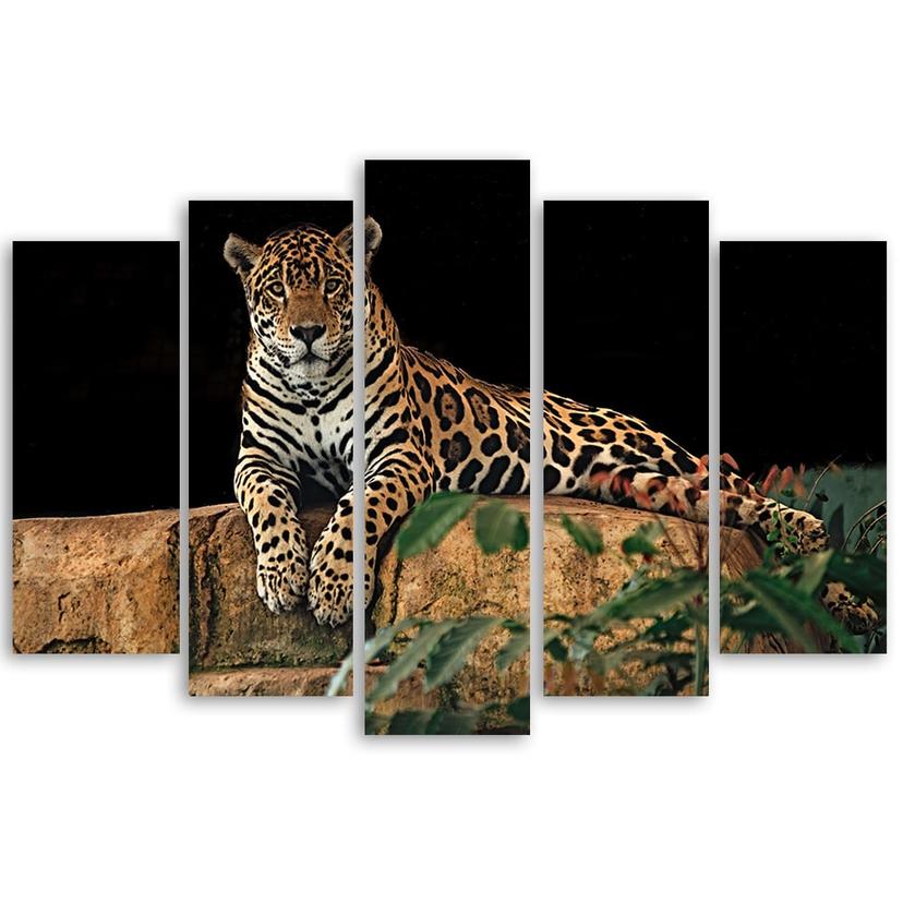Stampa su tela 5 pezzi leopardo pantera gatto animale