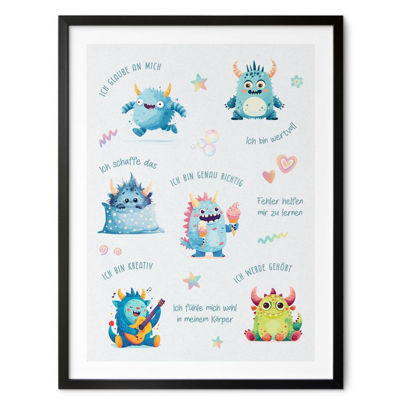 Affirmationsposter Monster für das Kinderzimmer
