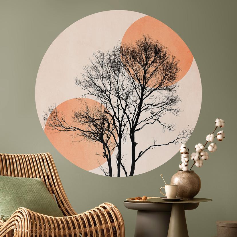 Wall Sticker Sol og måne i orange - Kubistika