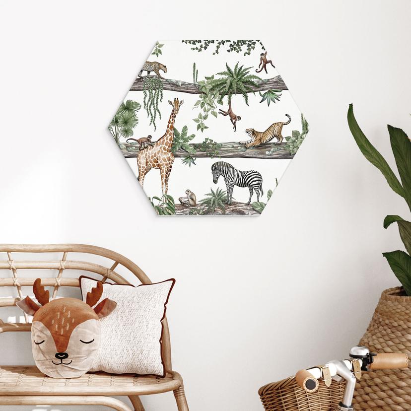 Wanddecoratie Afrikaanse dieren in de jungle - Kikki Belle - Aluminium dibond