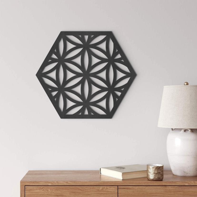 Décoration en bois MDF  hexagonale Fleur de vie