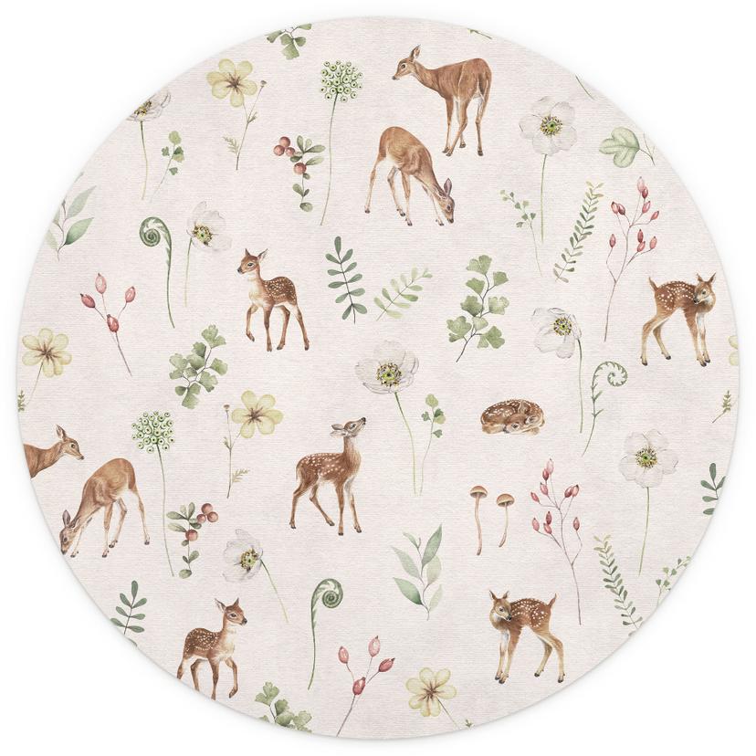 Liten hjort bland blommor Fototapet - Kikki Belle - Rund - non-woven tapet/självhäftande non-woven t