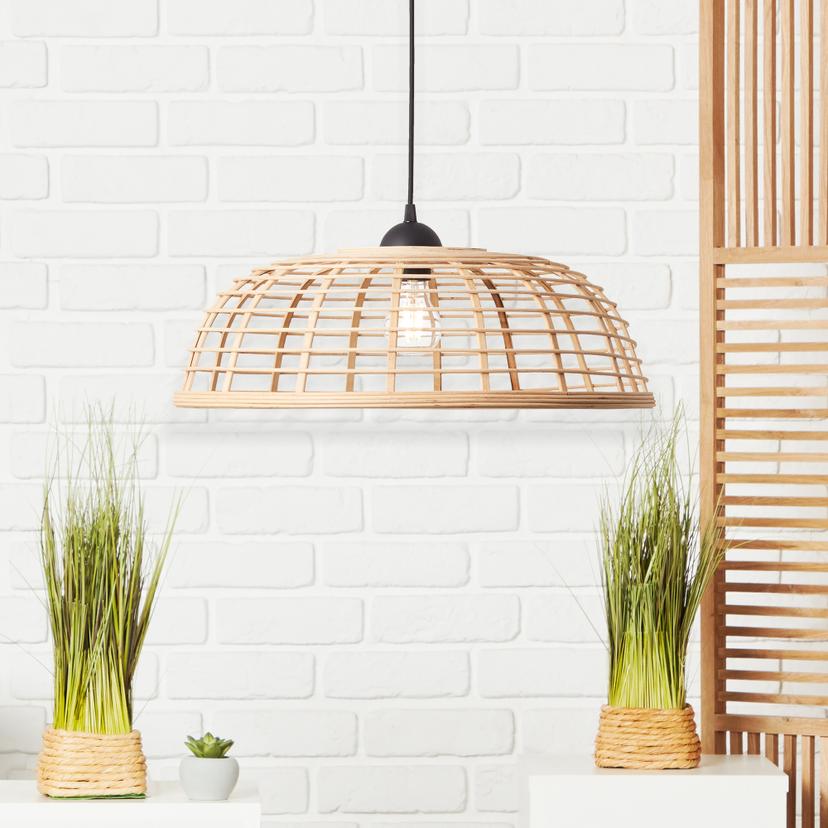Pendelleuchte Elma, braun, 130 x 48 cm, Bambus Pendelleuchte