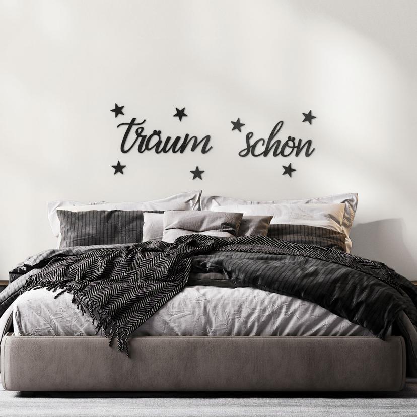 3D Schriftzug Träum Schön mit Sternen - Acryldeko