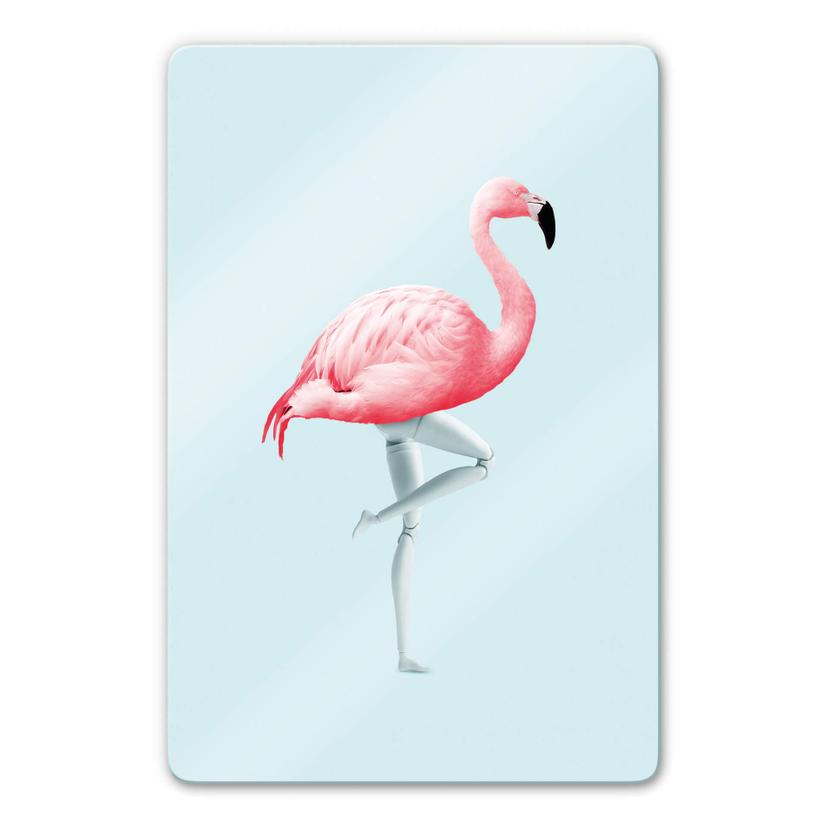 Tableau en verre Loose - Mannequin flamant rose