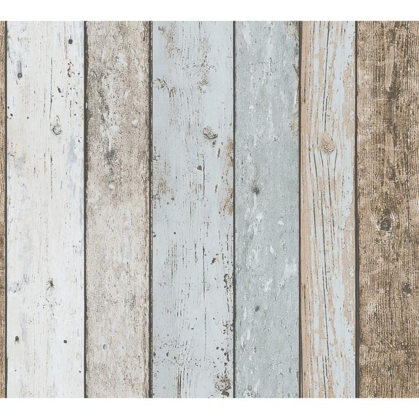 A.S. Création ikke-vævet tapet il Decoro tapet - Maritimt Vintage træoptik, Beige, Blå, Brun