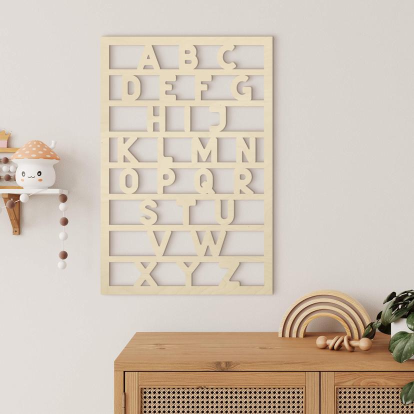 Decoración en madera chopo - Abecedario ABC