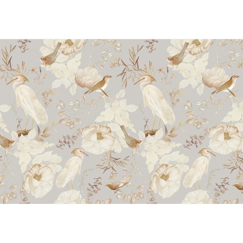 Fototapet fåglar bland vita blommor - UN Designs