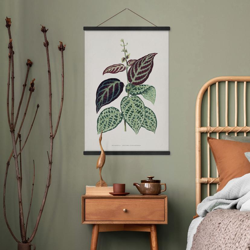 Poster tessile Illustrazione di foglie - Bignonia Argyro Violascea