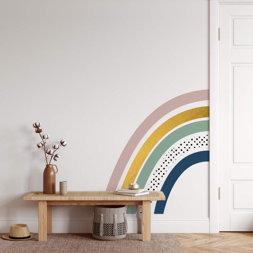 Muursticker Golden Rainbow Half