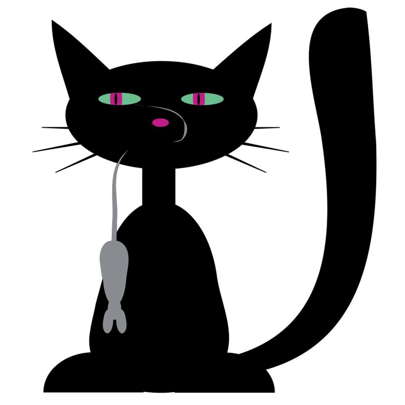 Adesivo murale - Gatto nero con topo 2