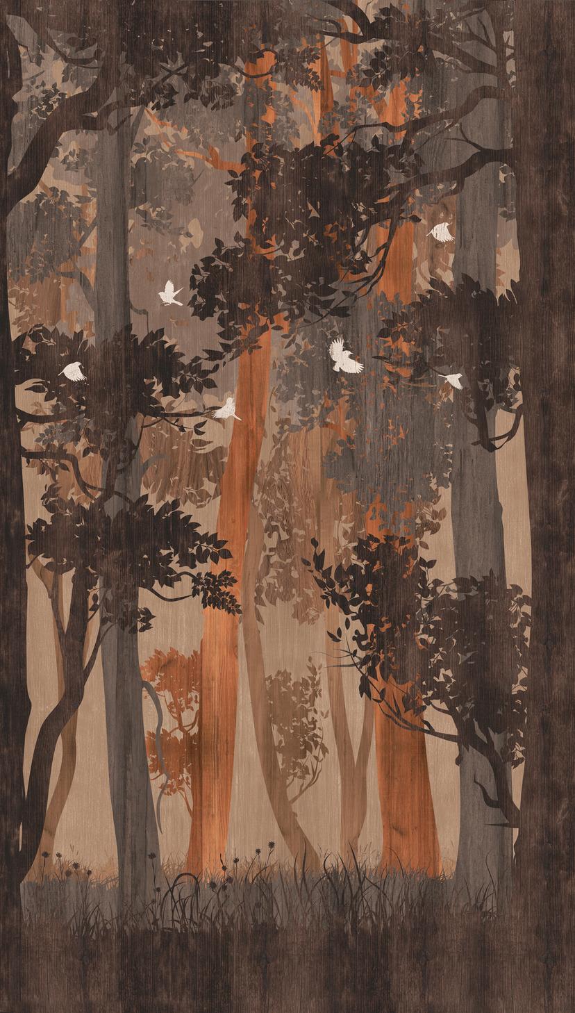 Marrón bosque beige - Papel pintado no tejido Livingwalls botánico - mate y liso