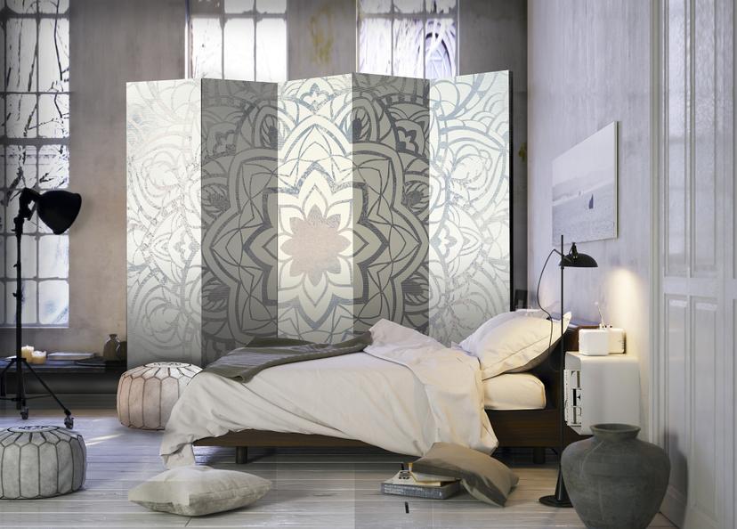 Schermo divisorio - Mandala invernale, 5 pezzi - 225x172 cm