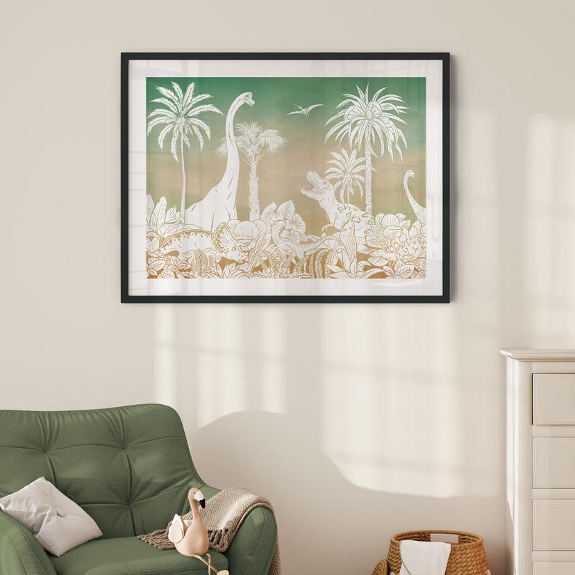 Poster Viaggio d'avventura tra i dinosauri - Ombre - Kikki Belle