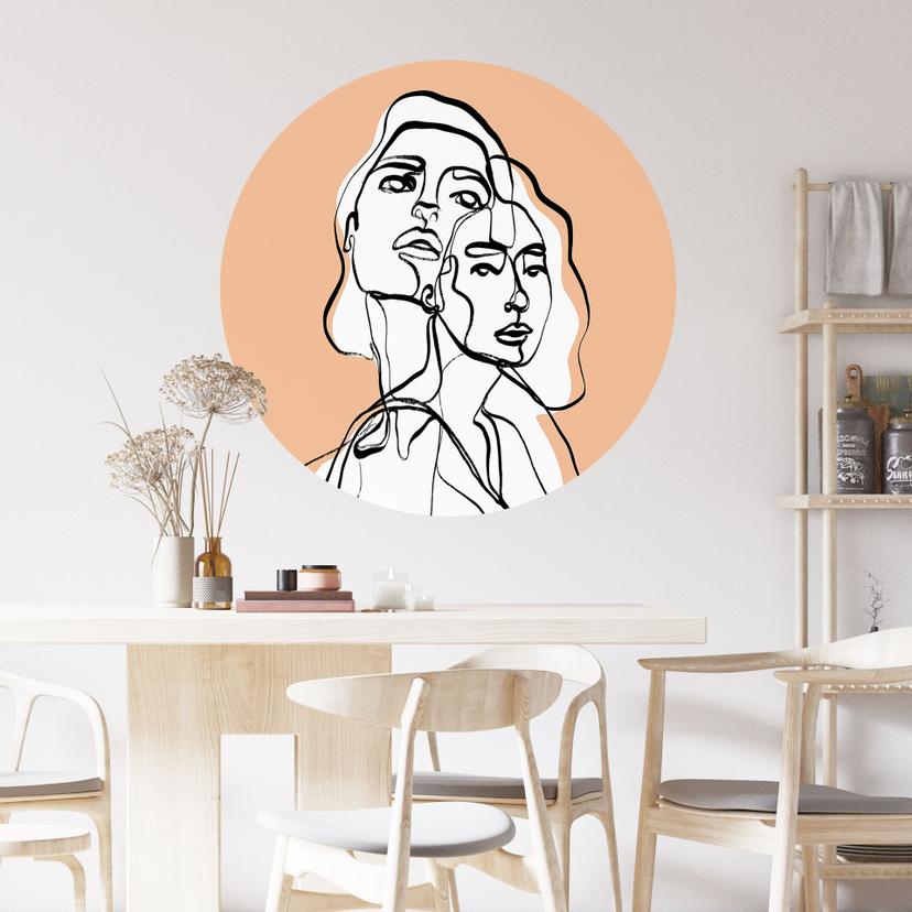 Wall Sticker Line Art-portræt af to kvinder - Treechild